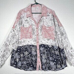 Cato Womens Button-down Long sleeve Long Shirt Plus Size 22/24W